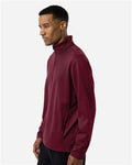 Team 365 TT401 Unisex Squad Cadet Quarter-Zip Tech Fleece Pullover - Sport Maroon - model side