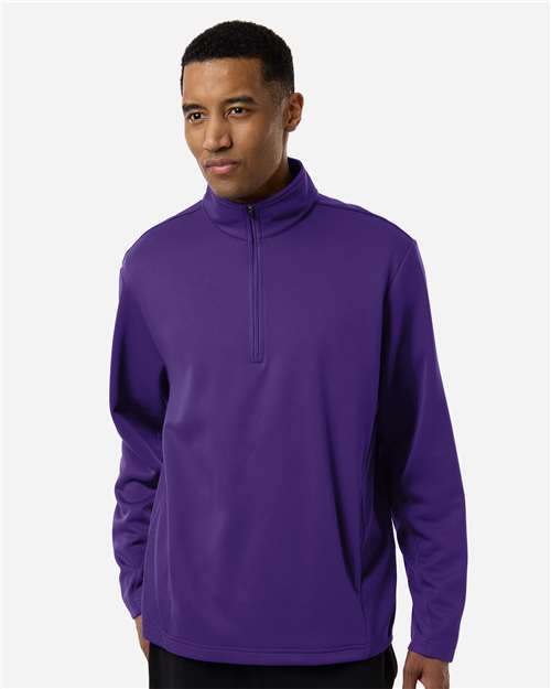 Team 365 TT401 Unisex Squad Cadet Quarter-Zip Tech Fleece Pullover - Sport Purple - model front