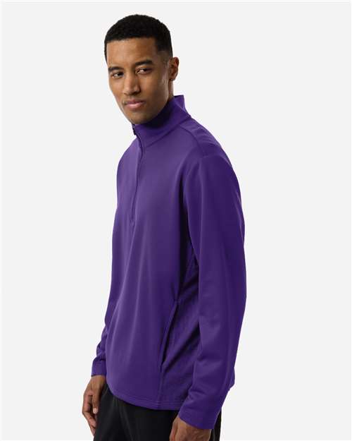 Team 365 TT401 Unisex Squad Cadet Quarter-Zip Tech Fleece Pullover - Sport Purple - model side