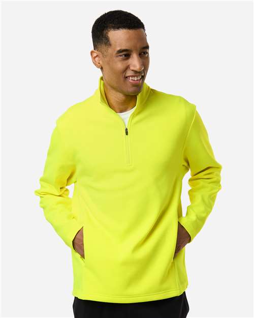 Team 365 TT401 Unisex Squad Cadet Quarter-Zip Tech Fleece Pullover - Safety Yellow - model front