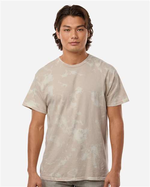Colortone 1385 Unisex Bleach Out Dyed T-Shirt - Beige - model front