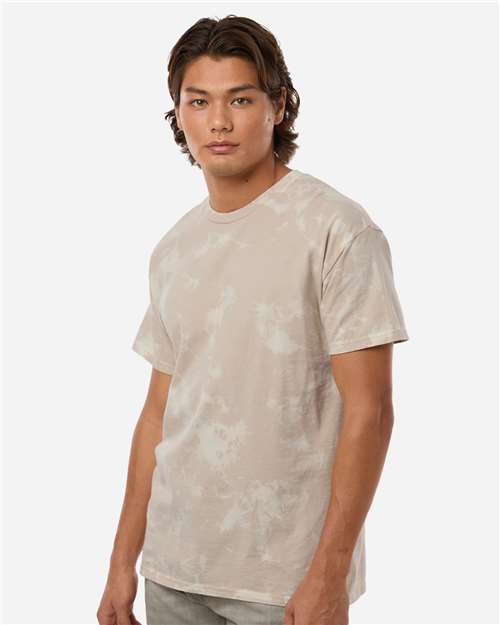 Colortone 1385 Unisex Bleach Out Dyed T-Shirt - Beige - model side