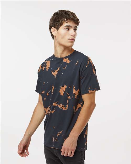 Colortone 1385 Unisex Bleach Out Dyed T-Shirt - Black - model side