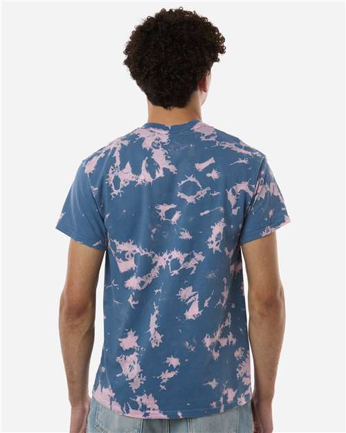 Colortone 1385 Unisex Bleach Out Dyed T-Shirt - Blue - model back