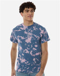 Colortone 1385 Unisex Bleach Out Dyed T-Shirt - Blue - model front