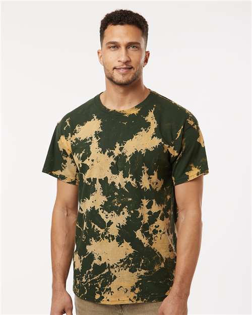 Colortone 1385 Unisex Bleach Out Dyed T-Shirt - Green - model front