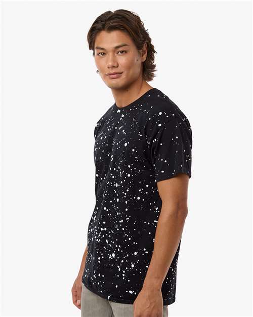 Colortone 1385 Unisex Bleach Out Dyed T-Shirt - Starry Night - model side