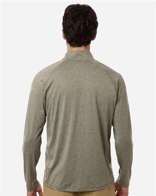 HUK H1200715 Men's Airweight Heather Quarter-Zip Pullover - Heather Moss - model back