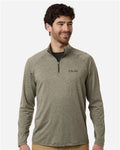 HUK H1200715 Men's Airweight Heather Quarter-Zip Pullover - Heather Moss - model front