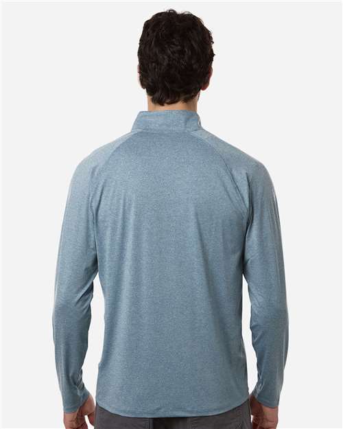 HUK H1200715 Men's Airweight Heather Quarter-Zip Pullover - Silverblue Heather - model back