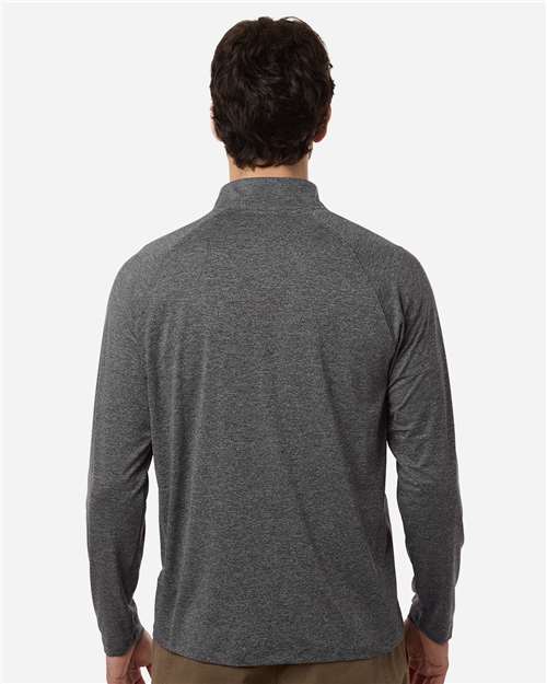 HUK H1200715 Men's Airweight Heather Quarter-Zip Pullover - Volcanic Ash Heather - model back