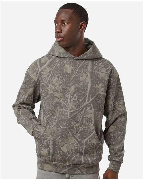 Independent Trading Co. IND330BLV Unisex Boulevard Heavyweight Hooded Sweatshirt - Deadwood Tree Camo - model front