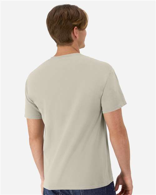 Hanes GDH100 Men's Garment-Dyed T-Shirt - Pebblestone - model back
