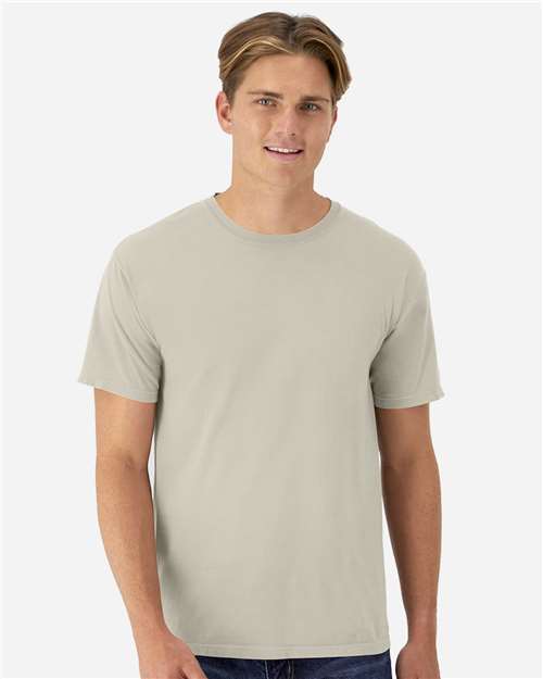 Hanes GDH100 Men's Garment-Dyed T-Shirt - Pebblestone - model front