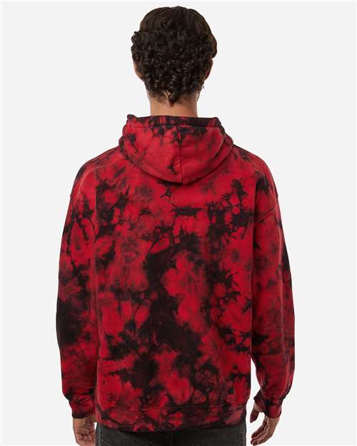 Colortone 8790 Unisex Crystal Wash Hooded Sweatshirt - Crystal Red/ Black - model back