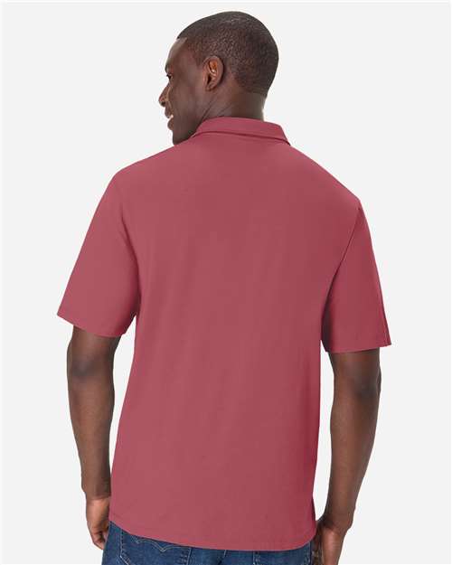 Hanes GDH116 Men's Garment-Dyed Jersey Polo - Crimson Fall - model back