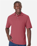 Hanes GDH116 Men's Garment-Dyed Jersey Polo - Crimson Fall - model front