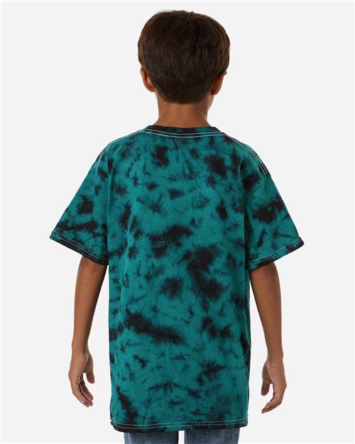 Colortone 1390Y Youth Crystal Wash T-Shirt - Crystal Teal/ Black - model back