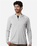 HUK H1200668 Men's Atoll Half-Zip Hooded Pullover - Harbor Mist - model front
