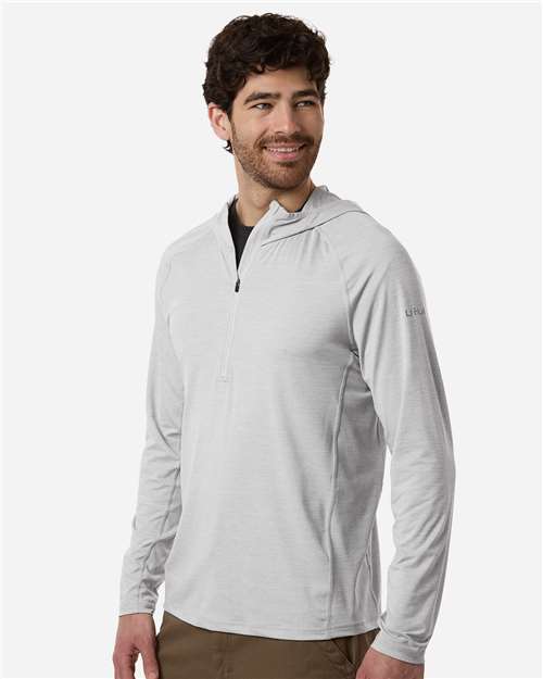 HUK H1200668 Men's Atoll Half-Zip Hooded Pullover - Harbor Mist - model side