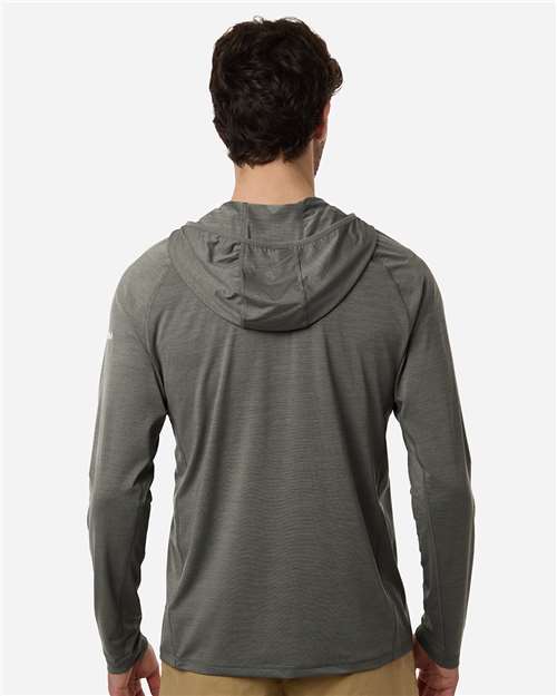 HUK H1200668 Men's Atoll Half-Zip Hooded Pullover - Moss - model back