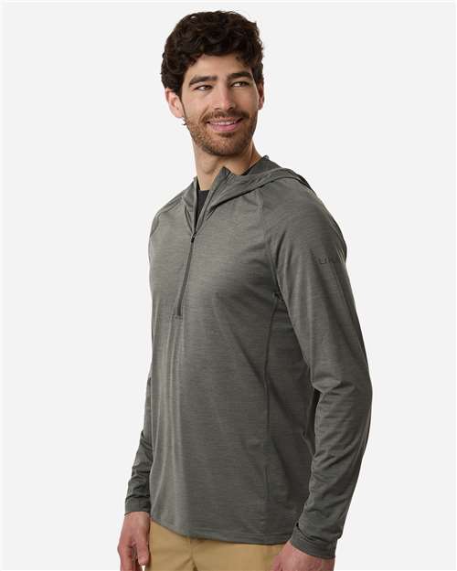 HUK H1200668 Men's Atoll Half-Zip Hooded Pullover - Moss - model side