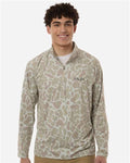 HUK H1200720 Men's Airweight KC Printed Quarter-Zip Pullover - Sand - model front