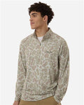 HUK H1200720 Men's Airweight KC Printed Quarter-Zip Pullover - Sand - model side