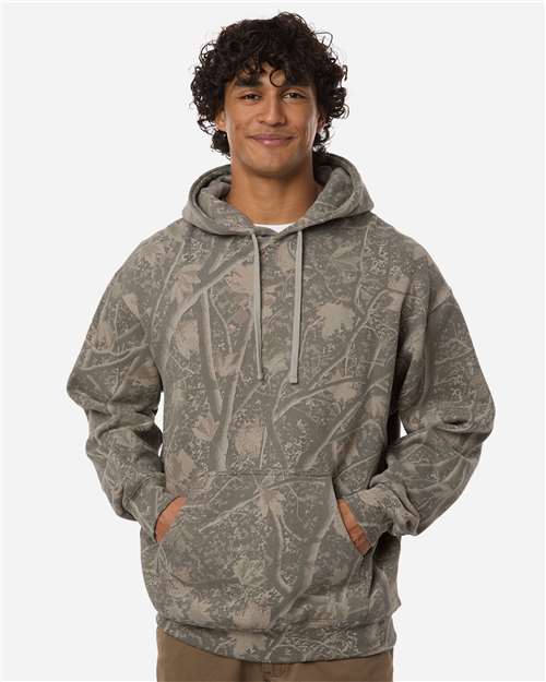 Independent Trading Co. IND4000 Heavyweight Hooded Sweatshirt - Deadwood Tree Camo - model front