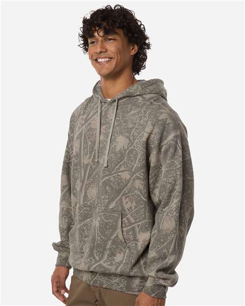 Independent Trading Co. IND4000 Heavyweight Hooded Sweatshirt - Deadwood Tree Camo - model side