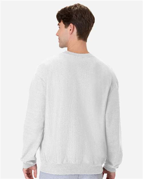 Hanes OG600 Unisex Beefy Sweats Premium Heavyweight Crewneck Sweatshirt - Ash - model back