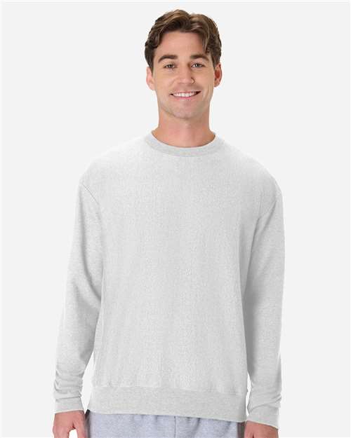 Hanes OG600 Unisex Beefy Sweats Premium Heavyweight Crewneck Sweatshirt - Ash - model front