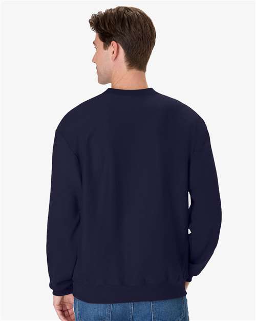 Hanes OG600 Unisex Beefy Sweats Premium Heavyweight Crewneck Sweatshirt - Athletic Navy - model back