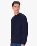 Hanes OG600 Unisex Beefy Sweats Premium Heavyweight Crewneck Sweatshirt - Athletic Navy - model side