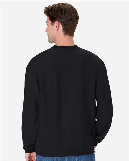 Hanes OG600 Unisex Beefy Sweats Premium Heavyweight Crewneck Sweatshirt - Black - model back