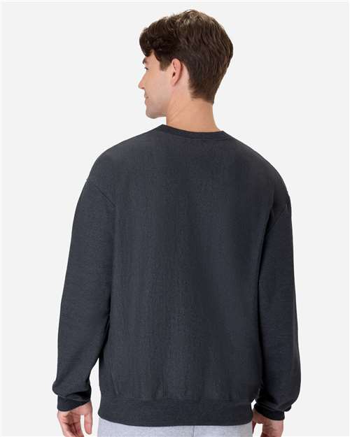 Hanes OG600 Unisex Beefy Sweats Premium Heavyweight Crewneck Sweatshirt - Charcoal Heather - model back