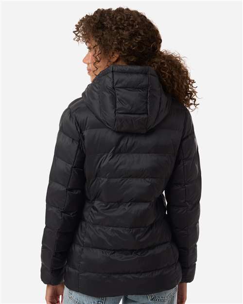 Weatherproof W26715 Women's Lightweight Poly-filled Hooded Puffer Jacket - Black - model back