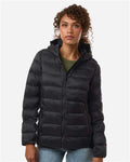 Weatherproof W26715 Women's Lightweight Poly-filled Hooded Puffer Jacket - Black - model front
