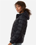 Weatherproof W26715 Women's Lightweight Poly-filled Hooded Puffer Jacket - Black - model side