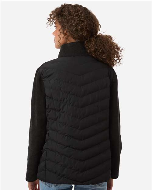 Weatherproof W26719 Women's Mixed Media Chevron Jacket - Black - model back