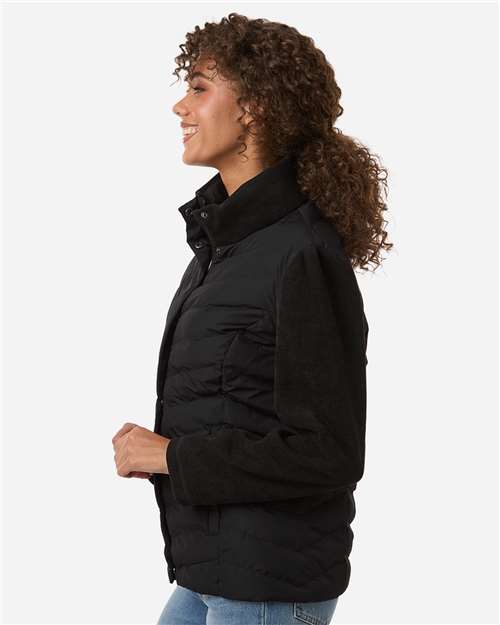 Weatherproof W26719 Women's Mixed Media Chevron Jacket - Black - model side