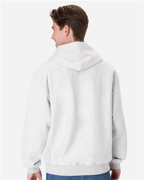 Hanes OG700 Unisex Beefy Sweats Premium Heavyweight Hooded Sweatshirt - Ash - model back