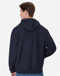 Hanes OG700 Unisex Beefy Sweats Premium Heavyweight Hooded Sweatshirt - Athletic Navy - model back
