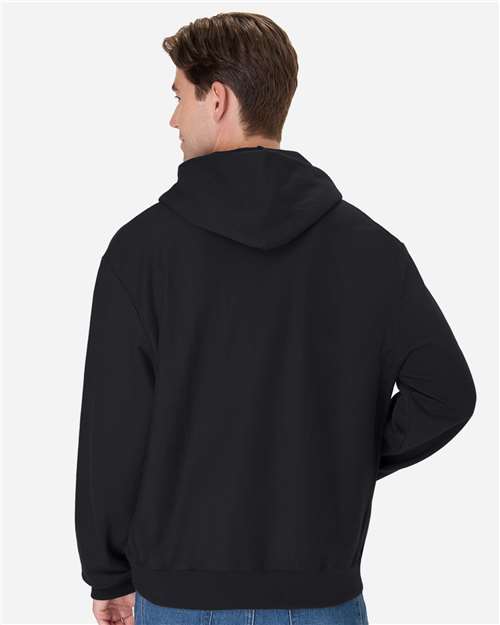 Hanes OG700 Unisex Beefy Sweats Premium Heavyweight Hooded Sweatshirt - Black - model back