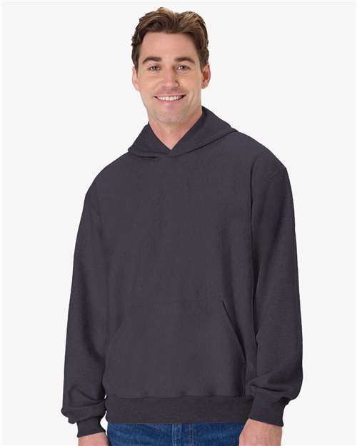 Hanes OG700 Unisex Beefy Sweats Premium Heavyweight Hooded Sweatshirt - Charcoal Heather - model front