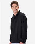 Hanes OG900 Men's Beefy Sweats Premium Heavyweight Quarter-Zip Sweatshirt - Black - model side