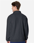 Hanes OG900 Men's Beefy Sweats Premium Heavyweight Quarter-Zip Sweatshirt - Charcoal Heather - model back