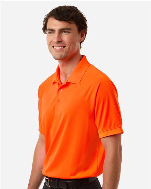 Harriton M208 Men's Charge Snag and Soil Protect Polo - Safety Orange - model side