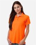 Harriton M208W Women's Charge Snag and Soil Protect Polo - Safety Orange - model front