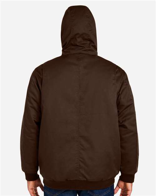 Harriton M722 Unisex ClimaBloc Heavyweight Hooded Full-Zip Jacket - Dark Mocha - model back